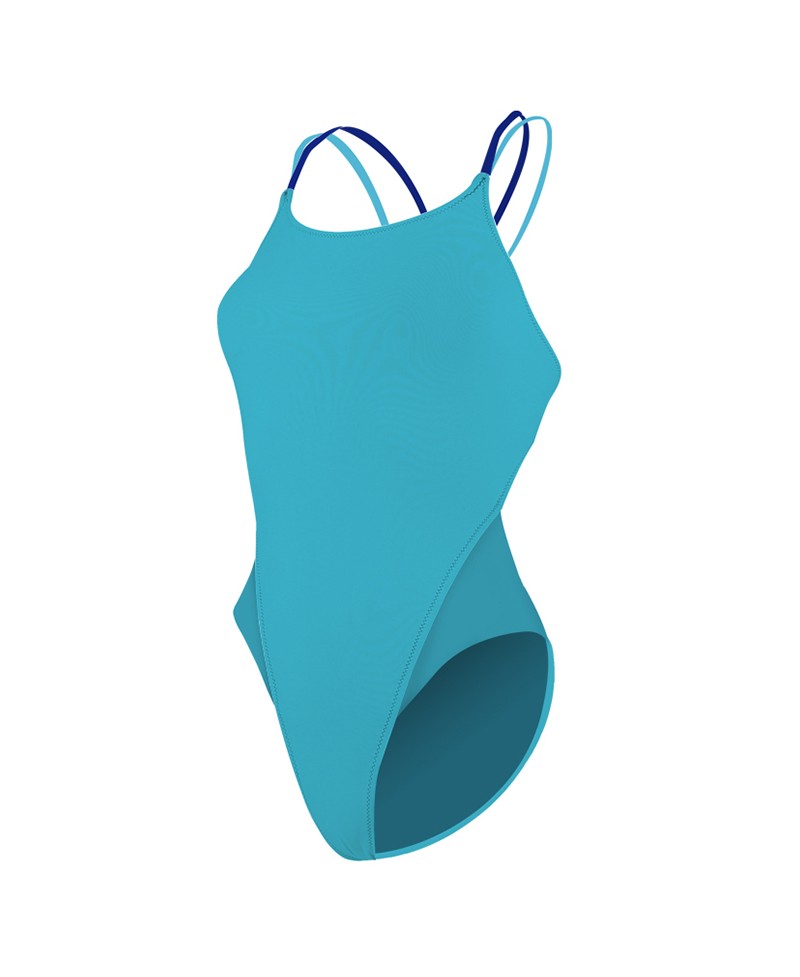 MAILLOT DE BAIN ENTRAINEMENT NATATION DOUBLE BRETELLES LAMIA REVOLUTIONAL BLEU CLAIR