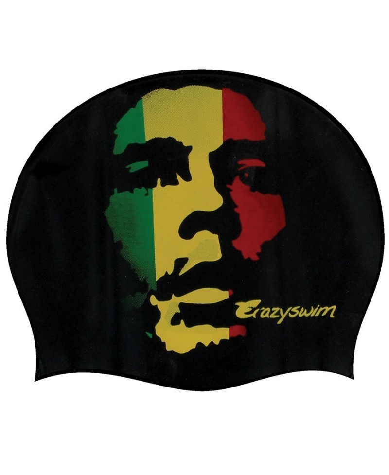 Couleur Du Bonnet De Bob Marley BONNET DE PISCINE BOB MARLEY NOIR CRAZY SWIM